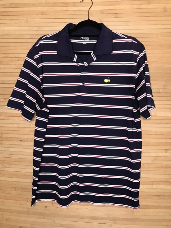 Masters Tech Other - Masters Tech sz L Golf Polo Short Sleeve Shirt Stripes Red Blue White Men's